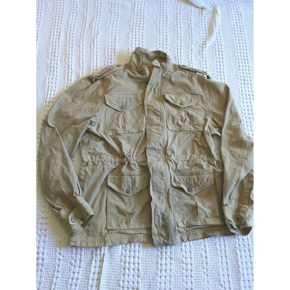 VTG Dockers K1 K1 Khakis Safari Military Utility Jacket Tan Full Zip Button